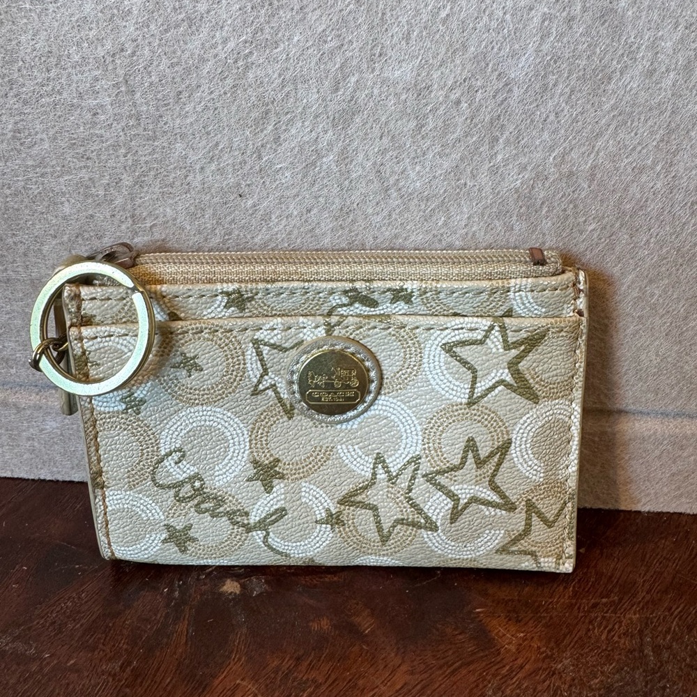 Coach Gold and Cream Star Pattern Wallet